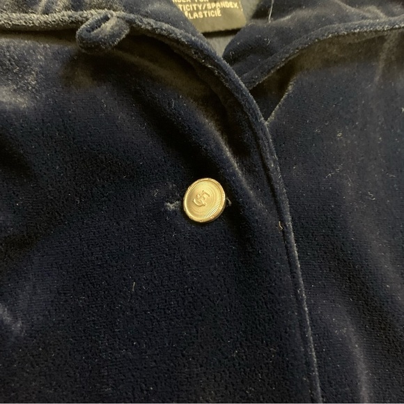 Escada Sport Vintage Velour Shacket Button Front Navy Velvet  Women's Size Large - Picture 7 of 7